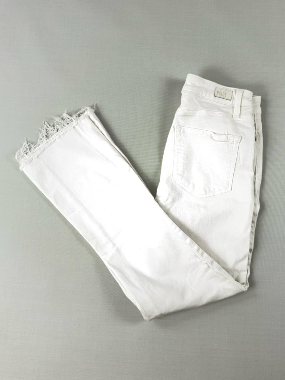 PAIGE Rory Crop Flare Jeans Size 28 White Stretch Denim